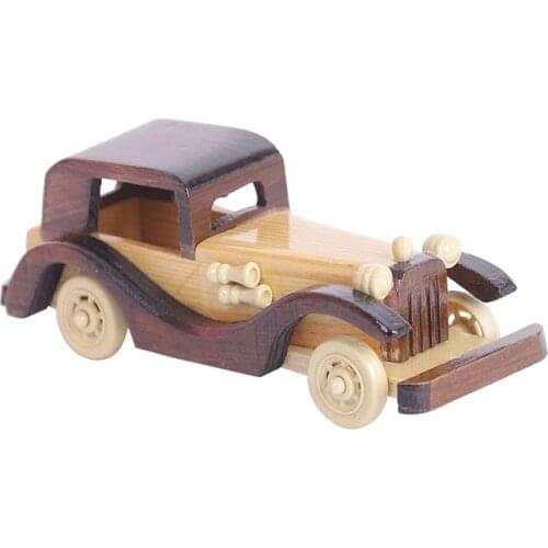 Wood Car Decoration Modle Figurines Crafts Antique Retro Old Car Handicraft Wooden Desktop Figurines Kid Car Toys Gift Crafts
