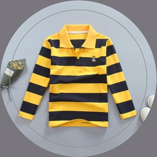 2018 Spring Autumn Childrens Polo Shirts Long Sleeve Striped Kids Boys Cotton Lapel Polo Shirt for Child 2-12 Years Boy Clothes