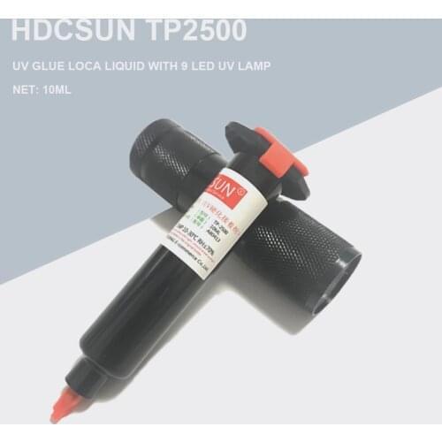 DHCSUN new 10ml UV Glue LOCA Liquid Optical Clear Adhesive For IPhone Samsung Glass Lens Repair send a 9 led uv lamp