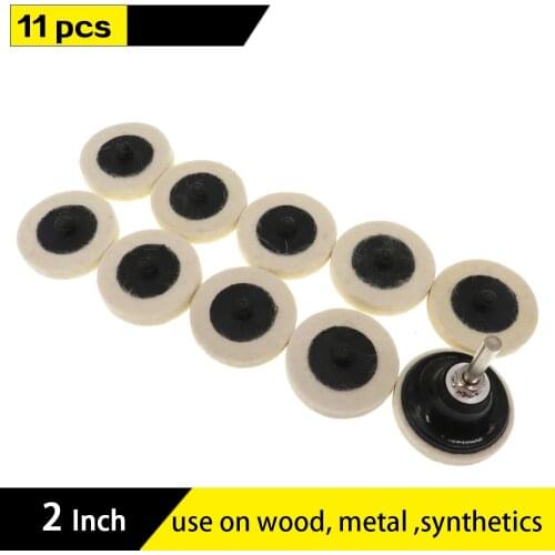 11pcs 2" 50mm Compressed Wool Pad Fabric Disc Polishing Buffing Pads Wheels for Roloc Grinding Abrasive Tools Accessories
