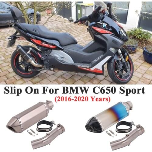 For BMW C650 Sport 2016 - 2020 Motorcycle Exhaust Escape Silencer Modified Slip On Carbon Muffler DB Killer Middle Link Pipe