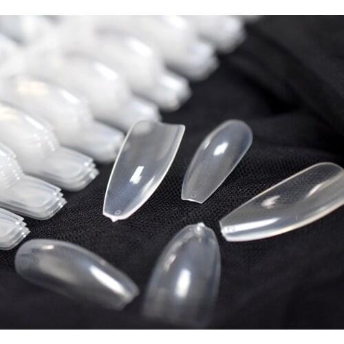 Long Coffin Transparent Salon Pratice Fake Nail Full Cover Simple Ballerina Nail Tips Acryllic Artificial Square 24