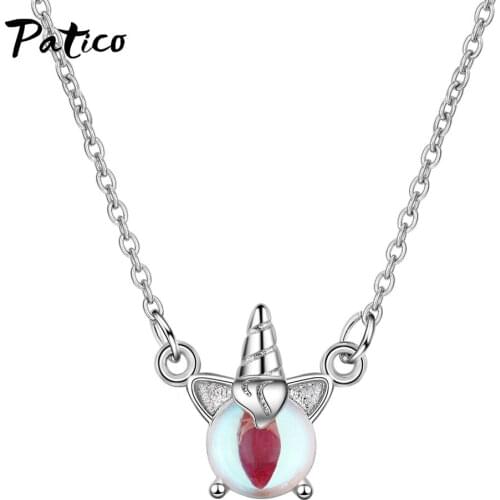 Brand Cartoon Unicorn 925 Sterling Silver Big Stone Jewelry Accessories Women Animal Necklaces Pendant Party Birthday Gift