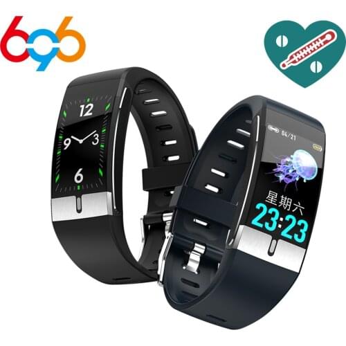 E66 Fitness Tracker Bracelet Body Temperature ECG Smart Bracelet Heart Rate Monitor Smart Watch Music Control Sport Band PK T1