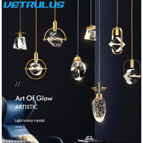 K9 Crystal Pendant Nordic Luxury Modern Chandelier Hanging Light Fixture Indoor Living Room Decoration Suspension Ceiling Lamps