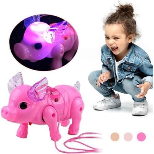 2019 New Pink Color Electric Walking Pig Toy With Light Musical Kids Funny Electronics Toy Children Birthday Gift Toys