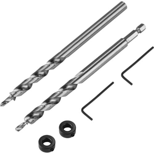 3/8 Inch Pocket Hole Drill Bit with Depth Stop Collar 1/4 Hex Shank Replacement Twist Step Drills for Kreg Manual Pocket Hole Gu