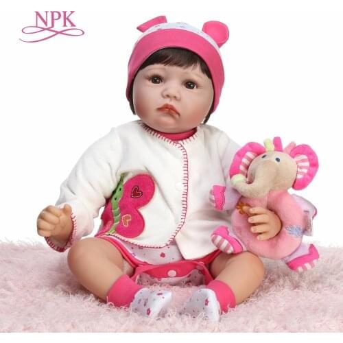 NPK 55CM Reborn Dolls Silicone Baby Lifelike toys For Girls Handmade Doll bebe Real Kids Playmate Gifts dolls house plamates