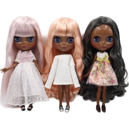 ICY DBS Blyth doll 1/6 bjd articulated doll 30cm toy super black skin joint body shiny face girls gift