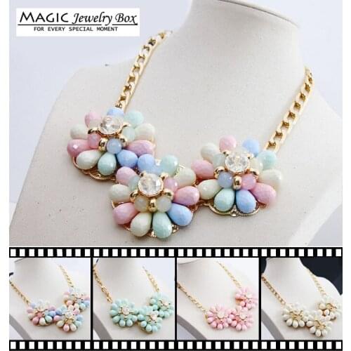 Fashion Summer Jewelry Multi Layer Flower Maxi Necklace Gold Big Bubble Flowers Choker Necklaces Women Gift Colares Bijuterias