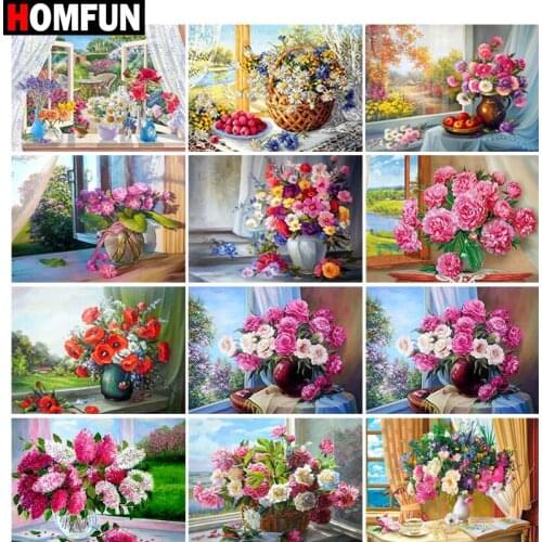 HOMFUN Full Square/Round Drill 5D DIY Diamond Painting "Bouquet theme scene" Embroidery Cross Stitch 5D Home Decor Gift