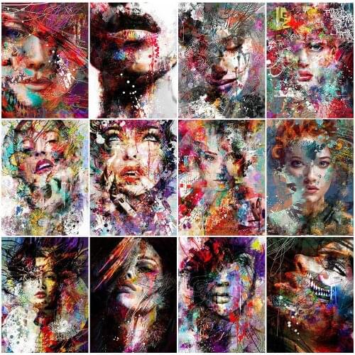 Full Square Round Drill Diamond Painting Cross Stitch Kits Abstract Woman Portrait 5D Diy Diamond Embroidery Mosaic Home Decor