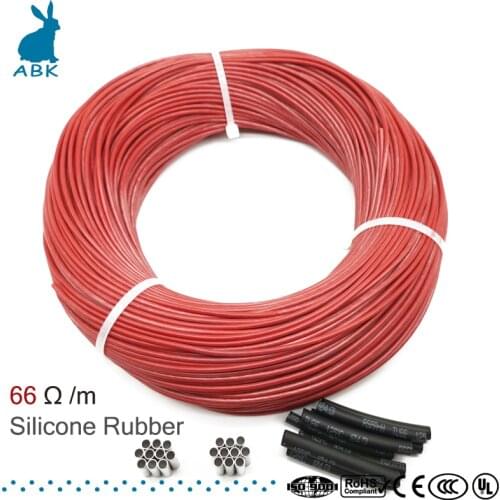 100meters 66 ohm Silicone rubber carbon fiber heating cable heating wire DIY special heating cable for heating supplies