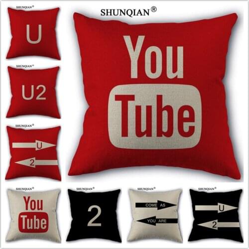WJY425 Customize the network You Tube pillowcases Custom Linen Cotton Pillowcase 45x45cm pillow Cover Pillow Cases