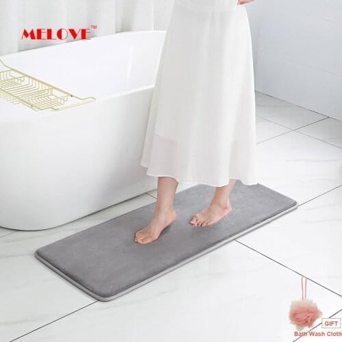 Nordic Non-Slip Bath Mat Coral Fleece Bathroom Carpet Water Absorption Memory Foam Thicken Washable Rug Toilet Floor Mat
