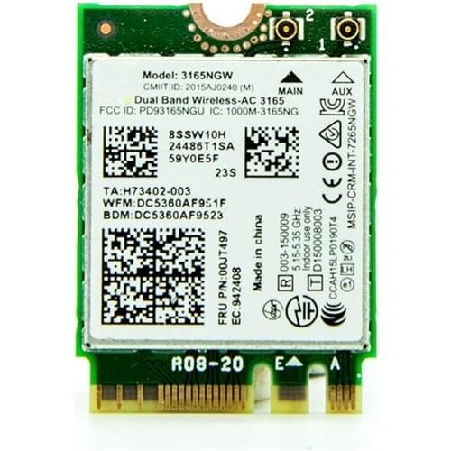 New for Intel Wireless-AC 3165 3165NGW 802.11AC WIFI For Bluetooth 4.0 NGFF card for IBM Lenovo Thinkpad E460 E560 FRU: 00JT497