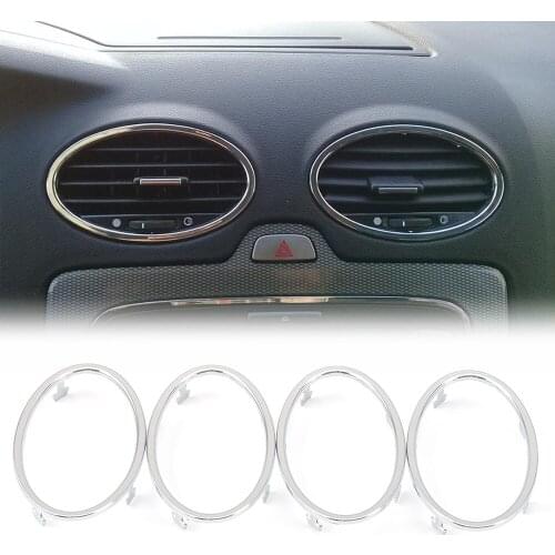 4PCS/SET ABS chrome trim For Ford Focus 2 MK2 2005-2013 air conditioning outlet decoration circle ring auto accessories