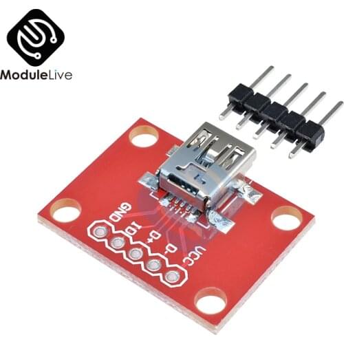 Mini USB Development Breakout Board Module Adapter Plate with Pin Header for USB Mini-B Extension 5V 100mA New