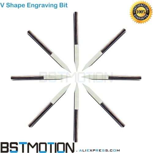 3.175mm Milling Cutter Bits 10 15 20 25 35 30 Degree 0.1 0.2mm 0.3 0.4 0.5 0.6mm V Shape Flat Bottom Knife CNC Engraving Machine
