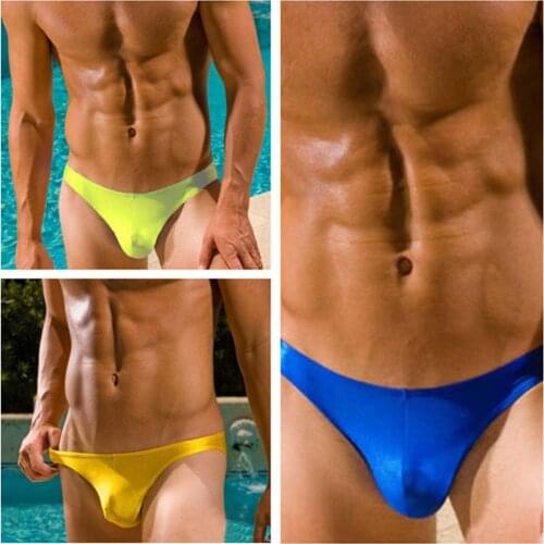 Sexy Swim Trunks Mens Swimsuit New Swimming Briefs Triangle Mens Bikini Swimwear Beach Bathing Suit Non-slip Low Waist Shorts