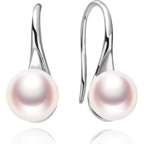 Natural Freshwater Pearl White Pearl Stud Earrings S925 Silver High Heels Ear Hooks Wild Personality Earrings