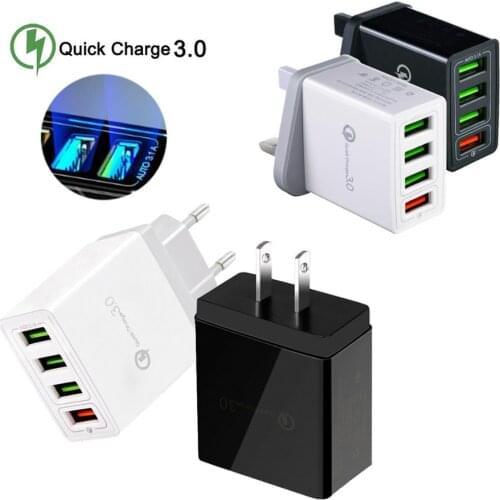 4 Port Fast Quick Charge QC 3.0 USB Hub Wall Charger 3.5A Power Adapter EU US charge for iPhone ipad for Samsung huawei