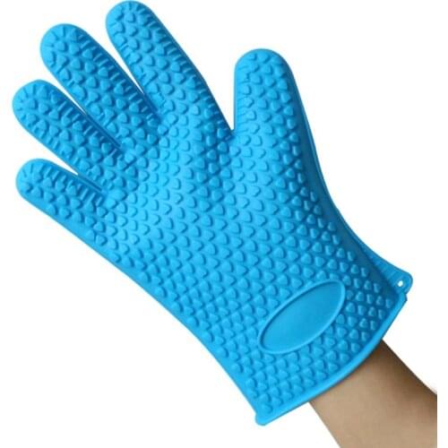 1Pair Silicone Heat Resistant Glove Multifunction Oven Mitts BBQ Gloves Kitchen Potholders Cooking Glove Thick Baking Mitt