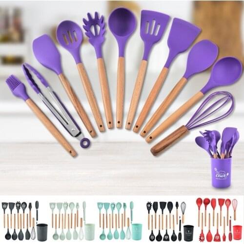 Silicone Kitchenware Set Kitchen Tools 12-piece Set Non-stick Spatula Spoon Fishing Fence Food Clamp Kitchen Accessories