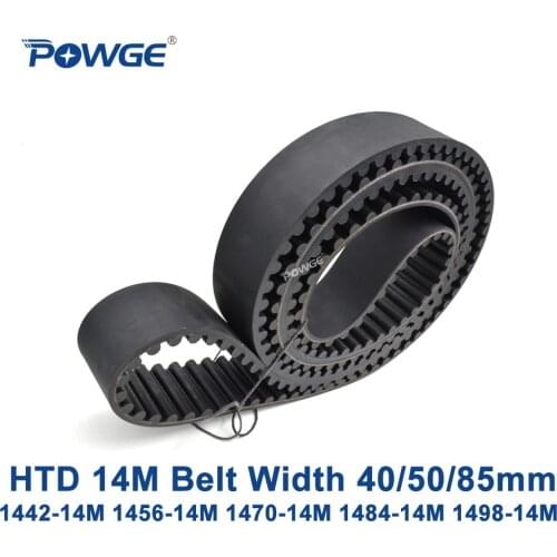 POWGE HTD 14M synchronous belt C=1442/1456/1470/1484/1498 width 40/50/85mm Teeth 103 104 105 106 107 HTD14M 1456-14M 1498-14M