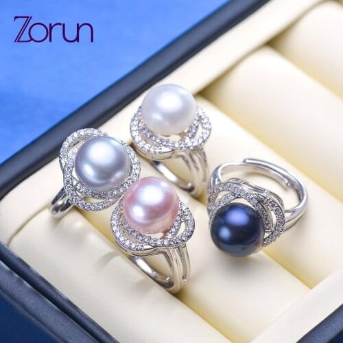 Zorun Real Natural Freshwater Pearl Ring Fine Jewelry 11mm 18K White Gold Filled Accessories for Women New Design Good Sale