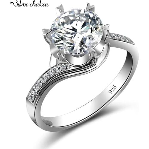 Moissanite Ring For Women New Trendy Sterling Silver Ring Moissanite 2ct Round Diamond Shape Fine Jewelry Wedding Engagement New