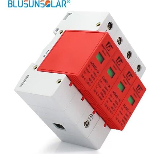 BULSUNSOLAR10 pieces lot Din Rail 35mm Lightning Surge 80KA 4P (3P+N) 385V Power Surge Protector for Home Power System