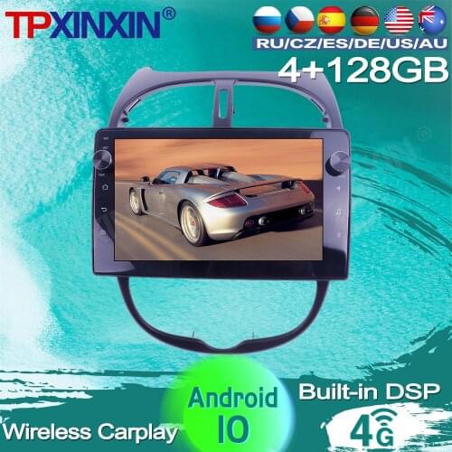 128G For Peugeot 206 2000 - 2016 Android 10 Car Radio Tape Recorder video Multimedia Player GPS Navigation Vioce Control Screen