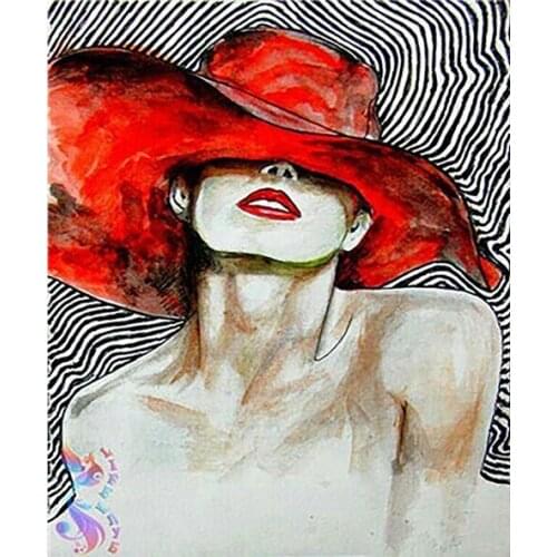 14/16/18/27/28 womens oil painting hat Counted Needlework Embroidery DIY DMC Cross Stitch Kits Crafts Home decoration