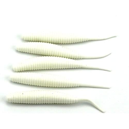 Big Sale 20pcs Grub Worm Fishing Bait Long Tail Fishing Lure Soft Bait White Maggot Soft Rubber Lures 8cm 5.7g