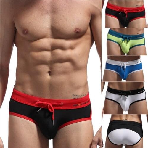 2018 brand swimwear Polyester swimming briefs sexy triangular swimming trunks U convex mens sexy swimsuits