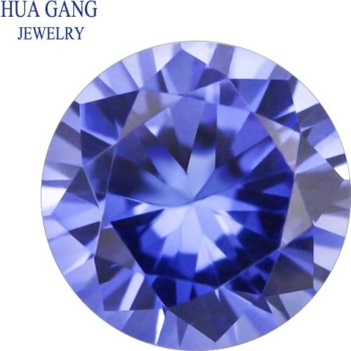 33# Blue Synthetic Stone 0.8-12mm Round Brilliant Cut Synthetic Corundum Stone Gems For Jewelry