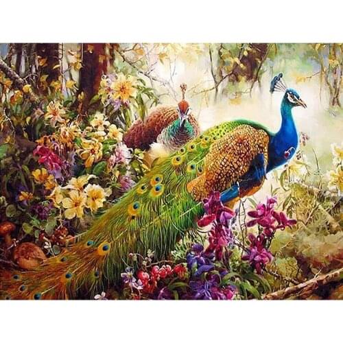 5D Diamond Painting Peacock Cross Stitch Diamond Embroidery Diamond Mosaic Round Rhinestone Pasted Crafts Needlework