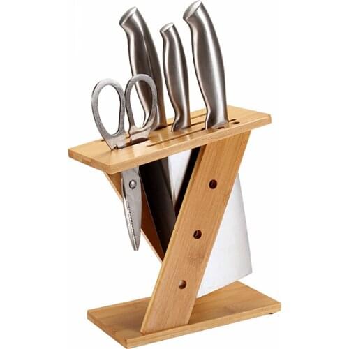 Bamboo Multi-Function Kitchen Combination Knife Holder Simple Household Tool Rack Z-Shaped Knife Holder