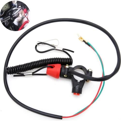 Black Motorcycle Quad bike Engine Stop Tether Lanyard Closed Kill Switch Safety