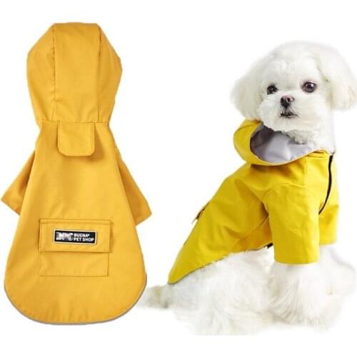 Dog raincoat autumn winter hoods reflective strip raincoat waterproof breathable sweat absorption solid color windproof 2021 New