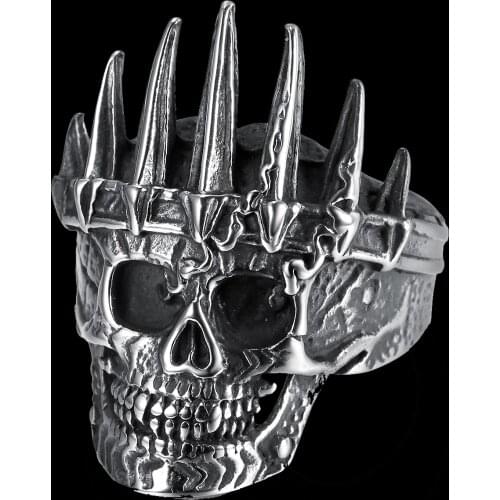 Mens Nobility King Crown Skull Stainless Steel Biker Rings Punk Fashion Jewelry Gift for Men