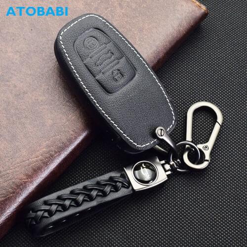 ATOBABI Leather Car Key Case For Audi A4 A5 A6 A7 A8 R8 Q5 Q7 S3 S4 S5 S6 S7 S8 SQ5 RS5 RS7 Smart Remote Control Protector Cover