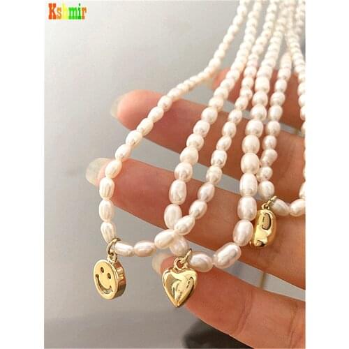 Kshmir Baroque natural freshwater pearl heart necklace pendant necklace feminine choker clavicle chain girl jewelry gifts 2021