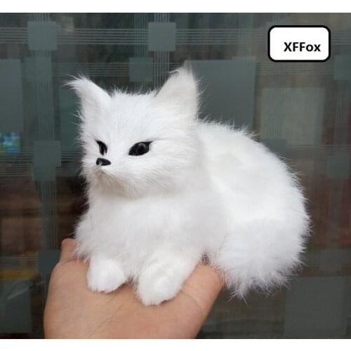 Cute real life white fox model plastic&furs simulation lying fox doll gift about 16x11cm xf1725