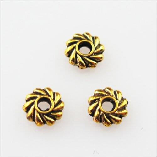 Fashion 250Pcs Antiqued Gold Color Flower Gear Spacer Beads Charms 5mm