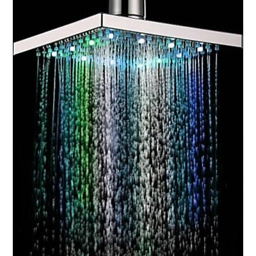 Shower Head Square LED Bath Faucet Shower Rainfall Stainless Steel Rain Shower Head High Pressure Rainshower Easy to Install