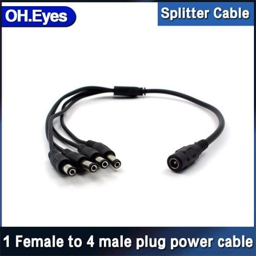 OH.eyes 4 in 1 DC power splitter cable for CCTV power adapters,1 female to 4male,female connector size 2.1*5.5mm