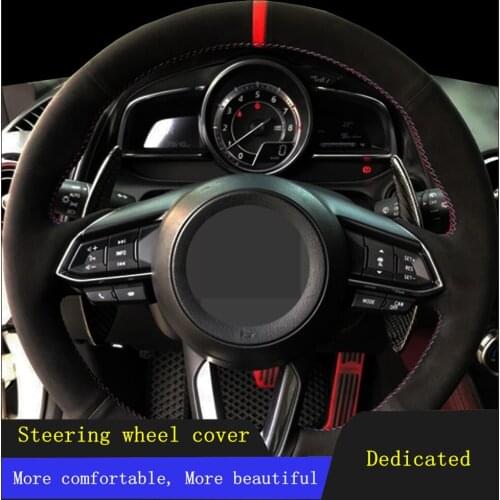 DIY Car Steering Wheel Covers Black Soft Suede For Mazda 3 Axela 2017-2019 Mazda 6 Atenza 2017-2019 CX-3 CX-4 CX-5 CX-9 CX9 CX-8