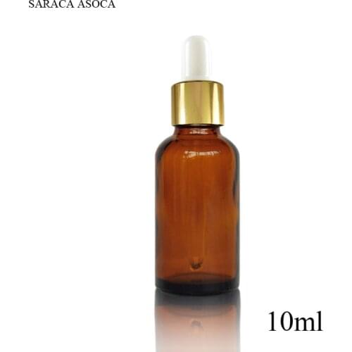 Wholesale 10ml Golden Aluminum Adhesive Head Dropper Glass Dark Brown Essential Oil Bottle 20pcs /lot